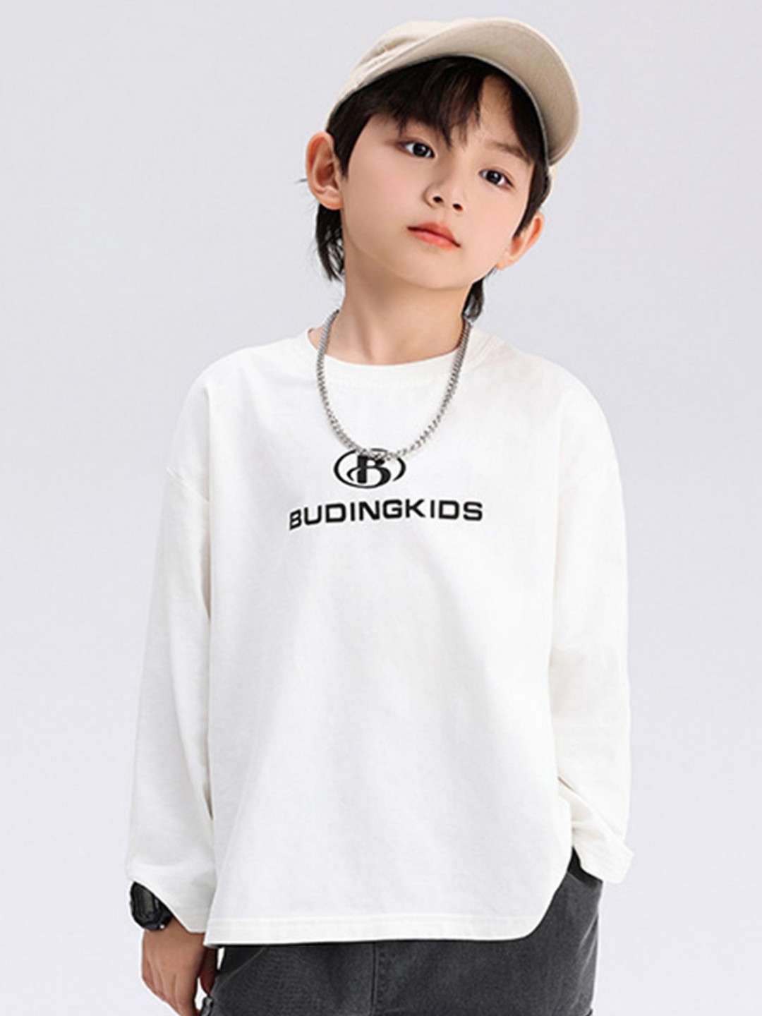 

LULU & SKY Boys Typography Printed Round Neck Cotton T-shirt, White