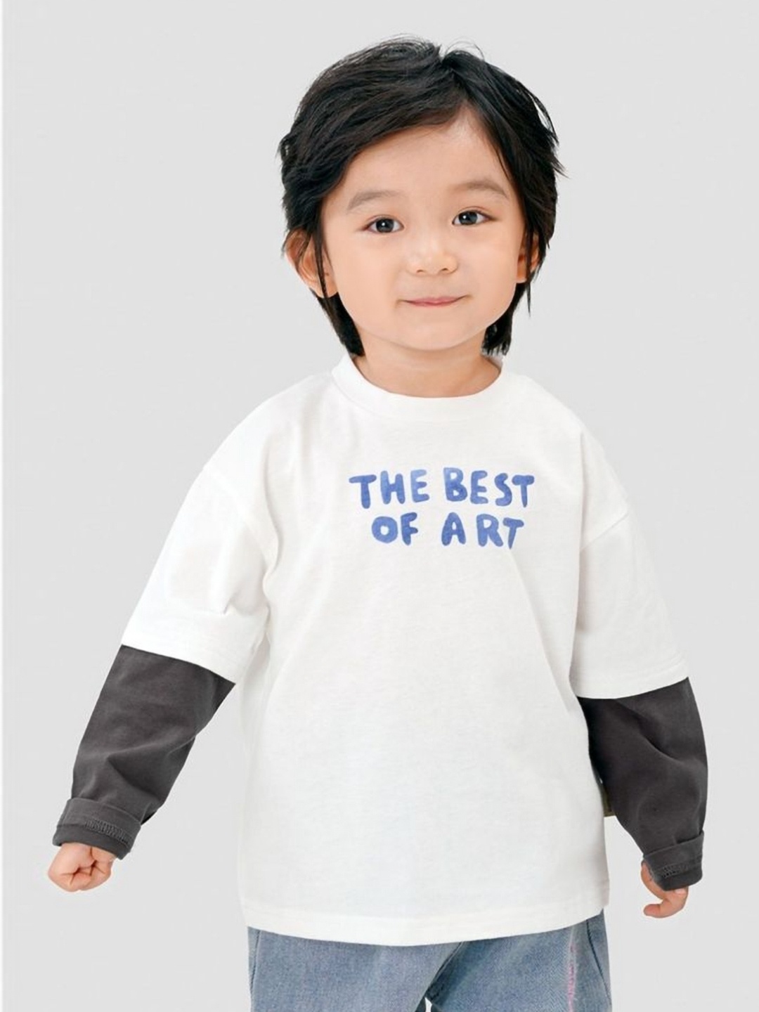 

LULU & SKY Boys Typography Printed Round Neck Cotton T-shirt, White