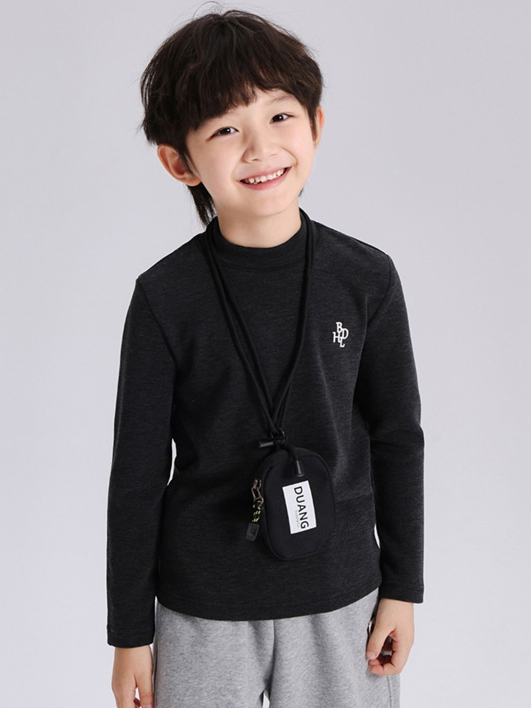 

LULU & SKY Boys Typography Printed Round Neck Cotton T-shirt, Charcoal