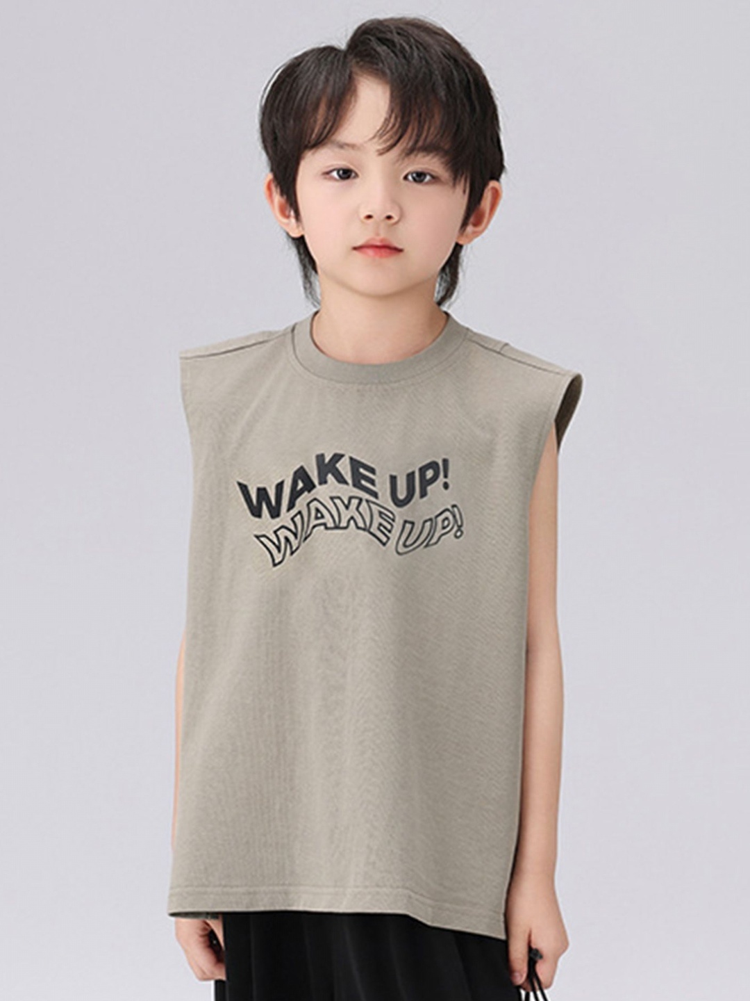 

LULU & SKY Boys Typography Printed Round Neck Cotton Relaxed Fit T-shirt, Brown