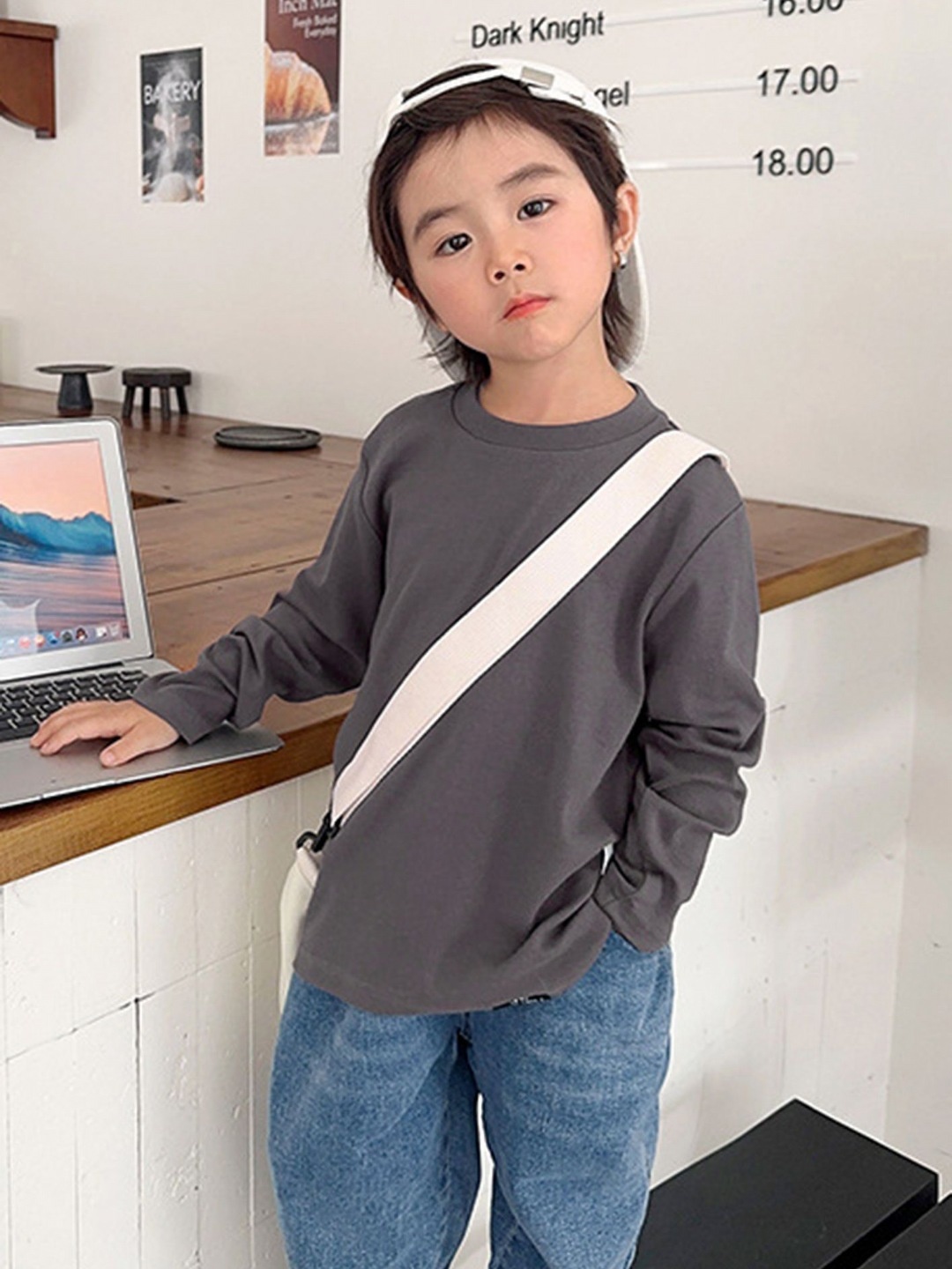

LULU & SKY Boys Striped Round Neck Cotton Relaxed Fit T-shirt, Grey