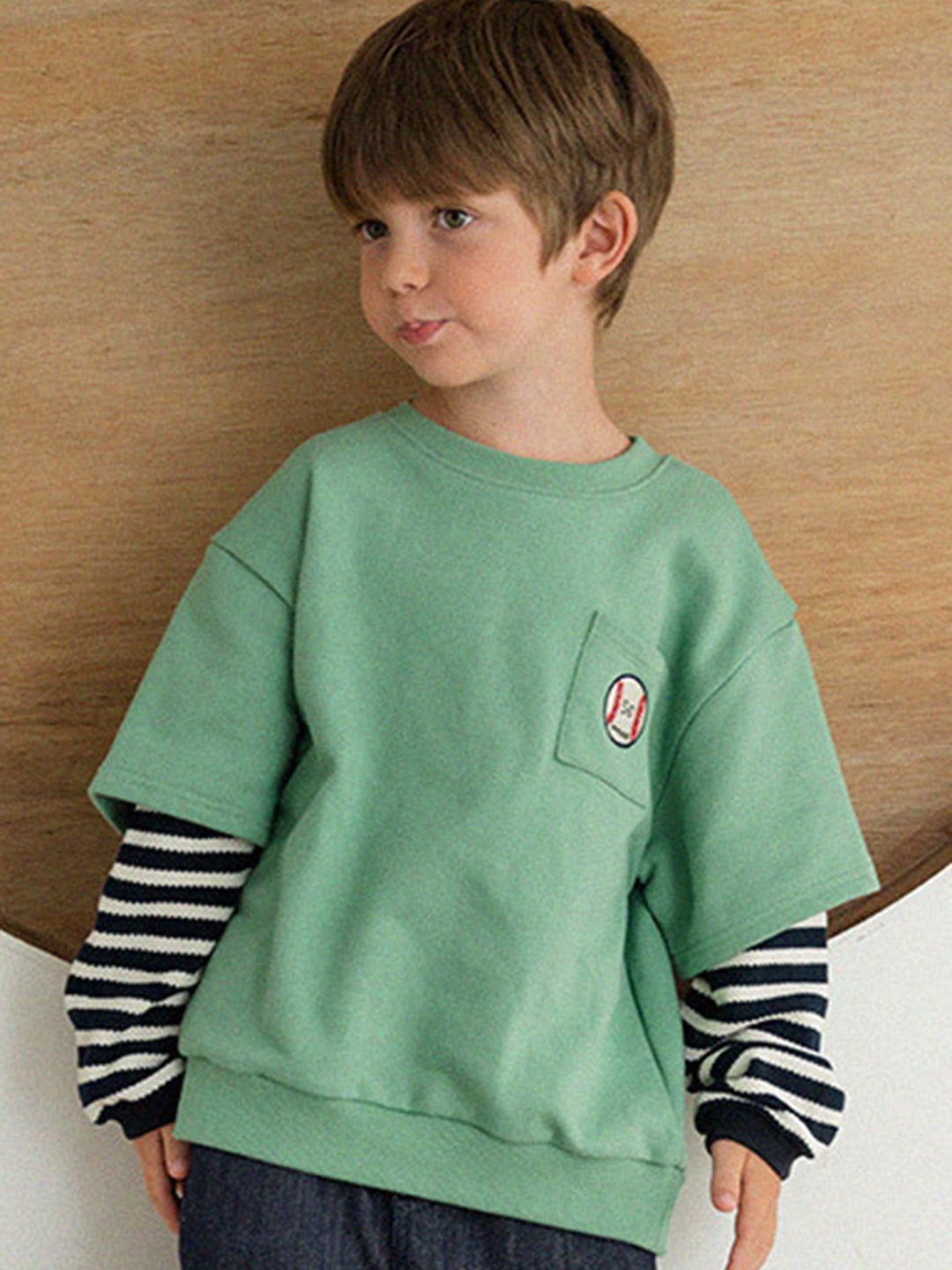 

LULU & SKY Boys Solid Round Neck Cotton T-shirt, Green