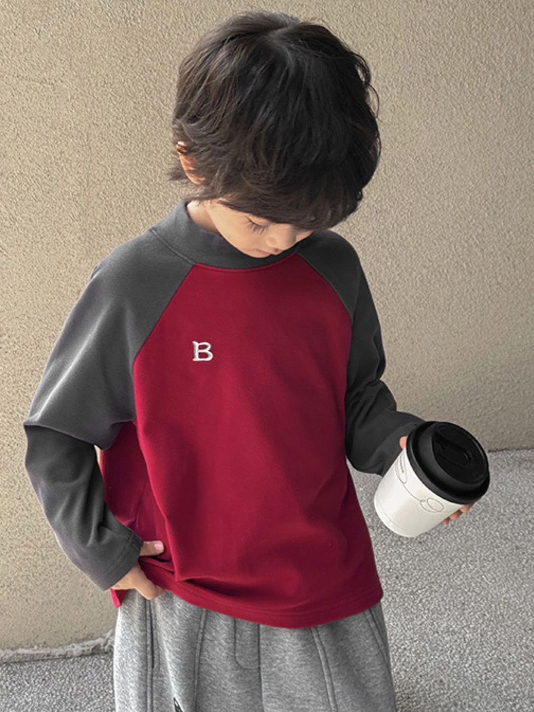 

LULU & SKY Boys Typography Printed High Neck Relaxed Fit T-shirt, Red