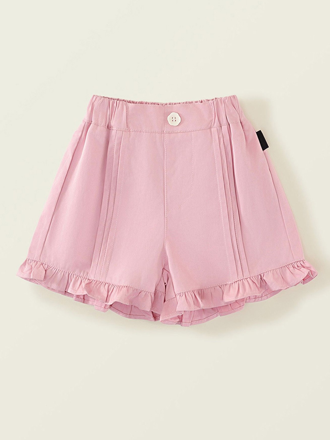 

LULU & SKY Girls Cotton Loose Fit High-Rise Shorts, Pink