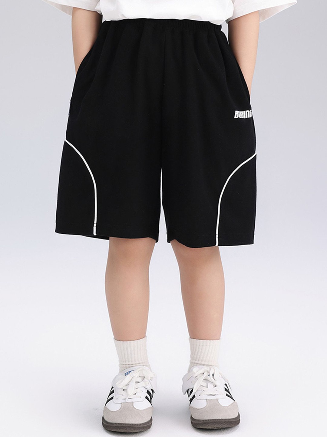 

LULU & SKY Boys Loose Fit High-Rise Sports Shorts, Black