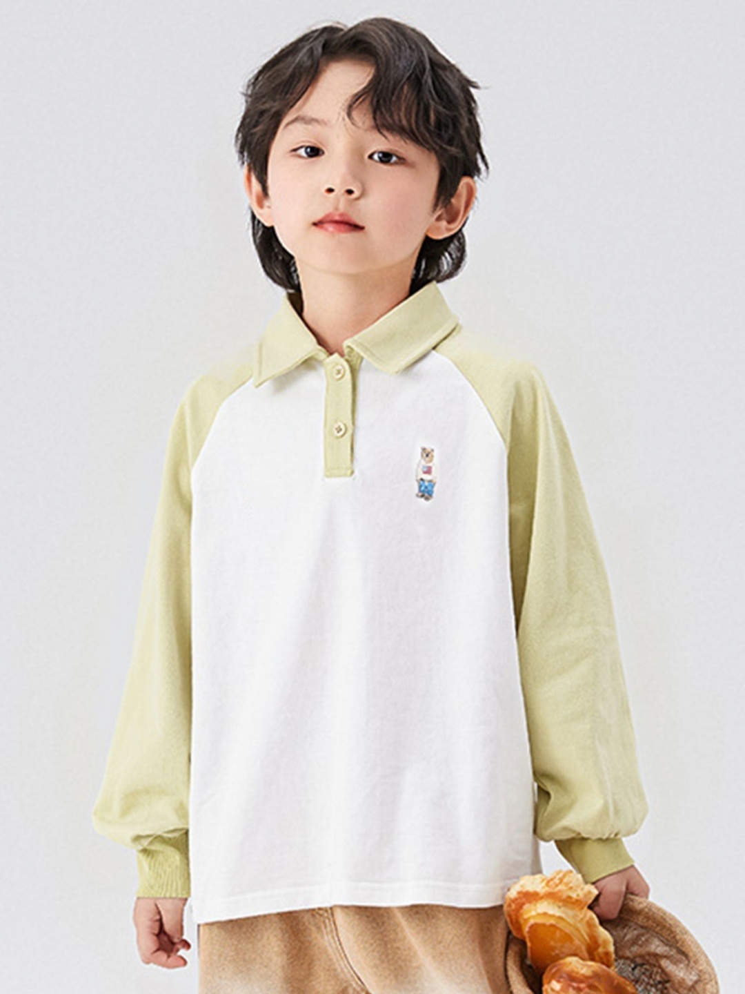 

LULU & SKY Boys Solid Polo Collar Cotton Relaxed Fit T-shirt, White
