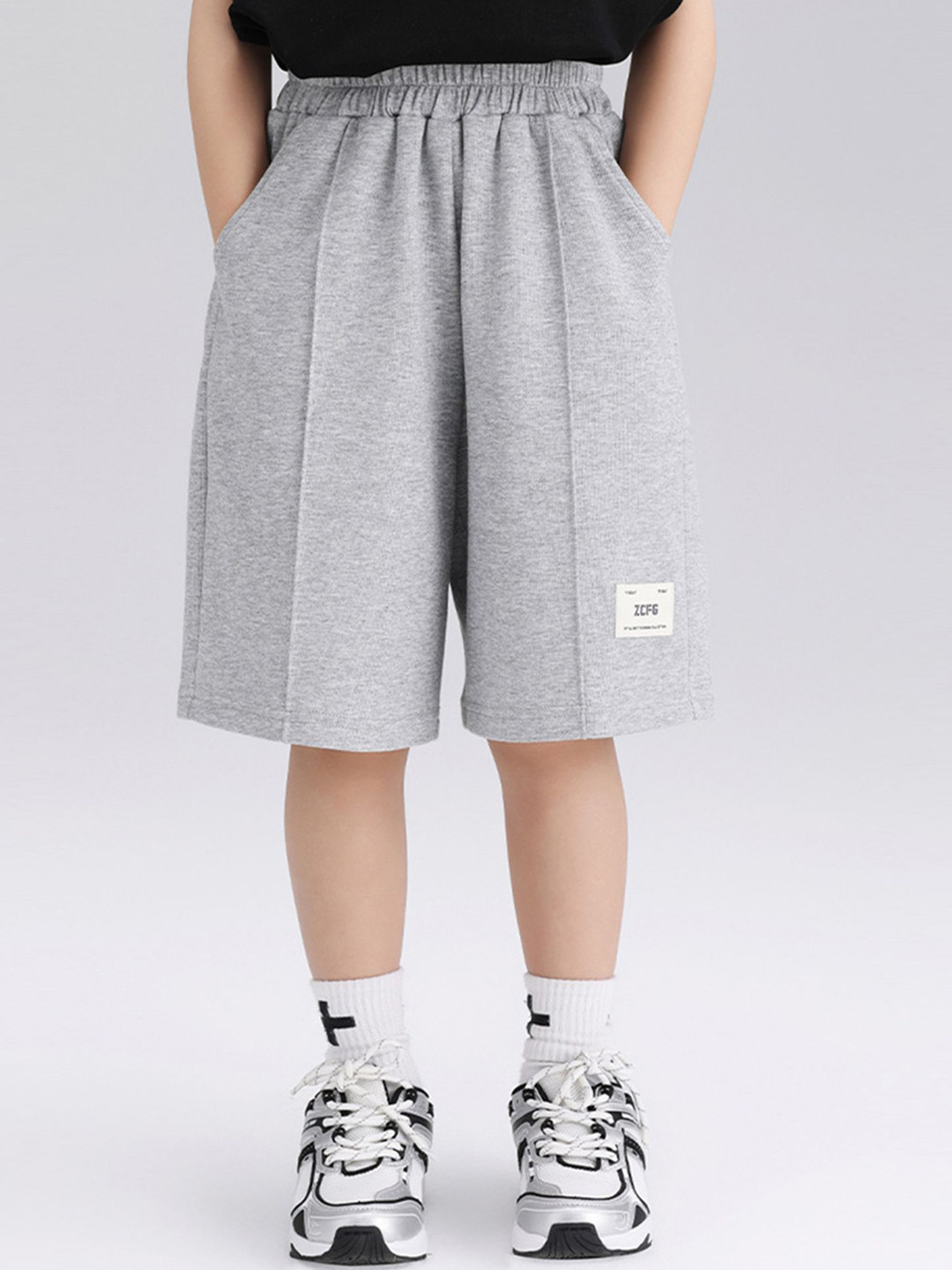 

LULU & SKY Boys Loose Fit High-Rise Shorts, Grey