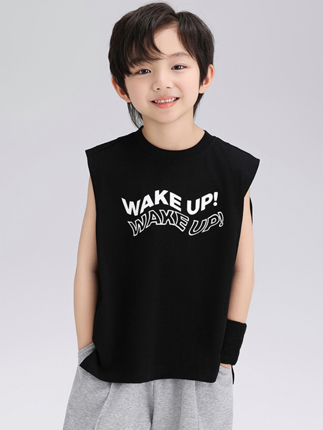 

LULU & SKY Boys Typography Printed Round Neck Cotton Relaxed Fit T-shirt, Black