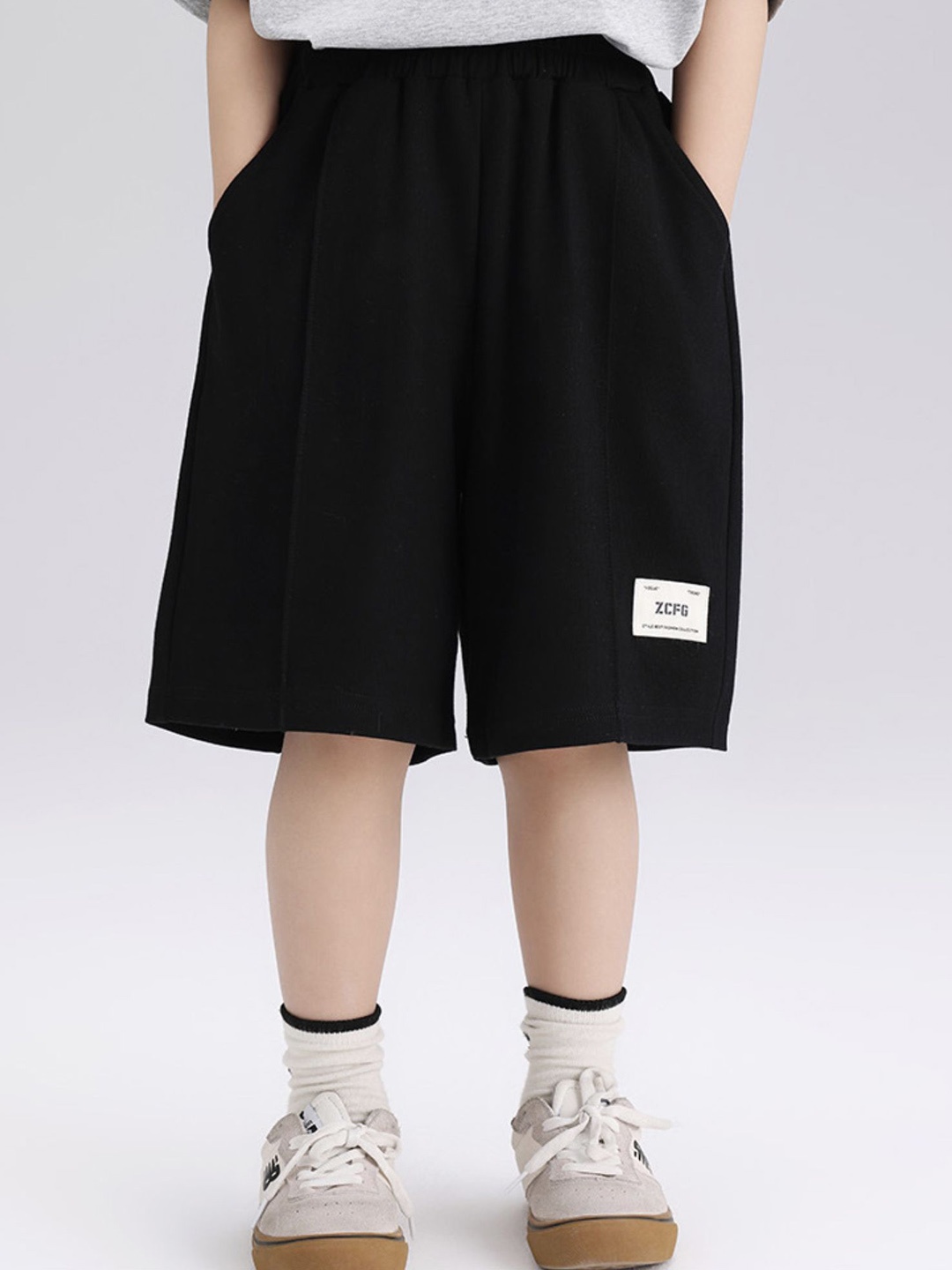 

LULU & SKY Boys Loose Fit High-Rise Shorts, Black