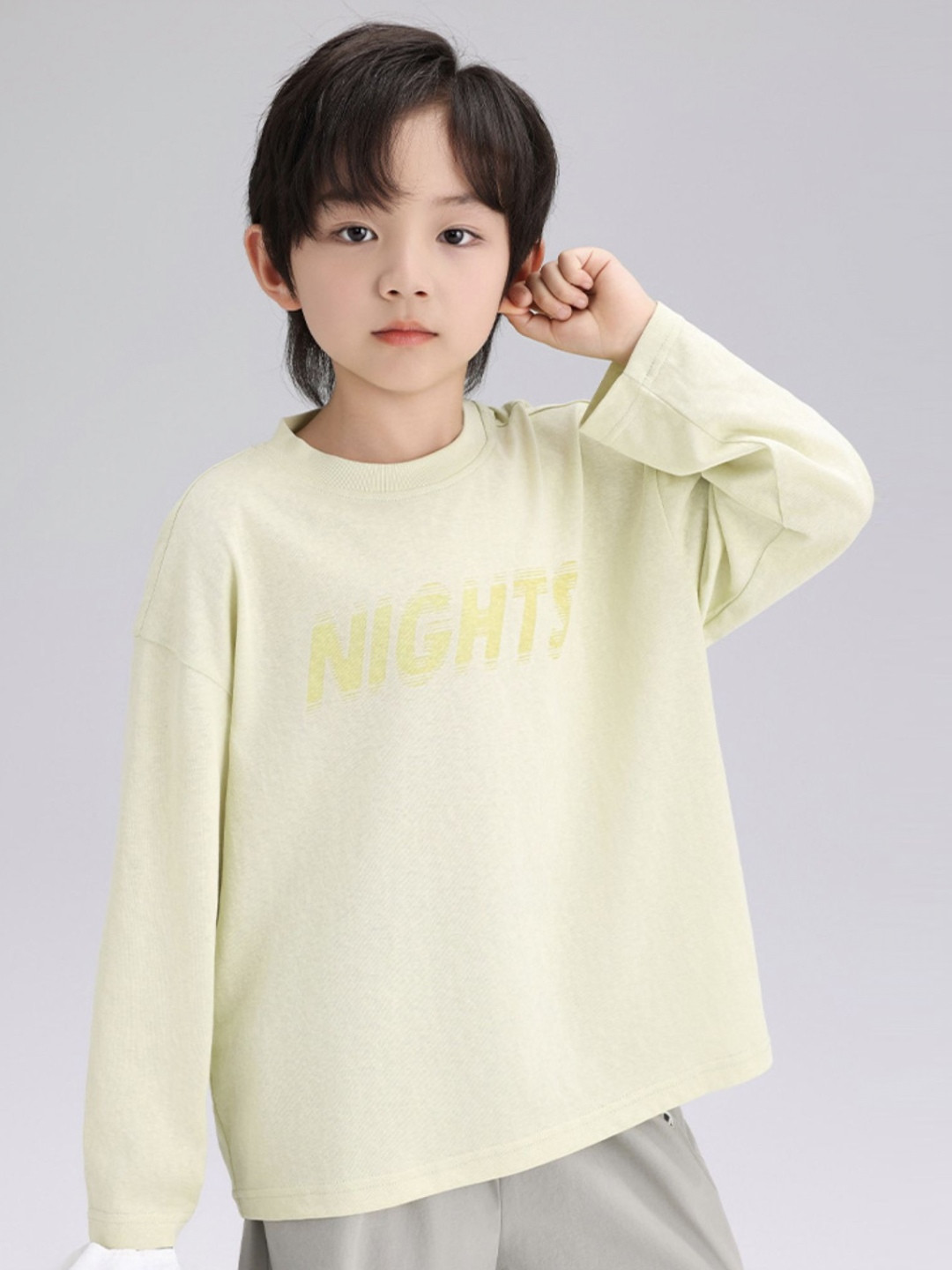 

LULU & SKY Boys Typography Printed Round Neck Cotton Relaxed Fit T-shirt, Beige