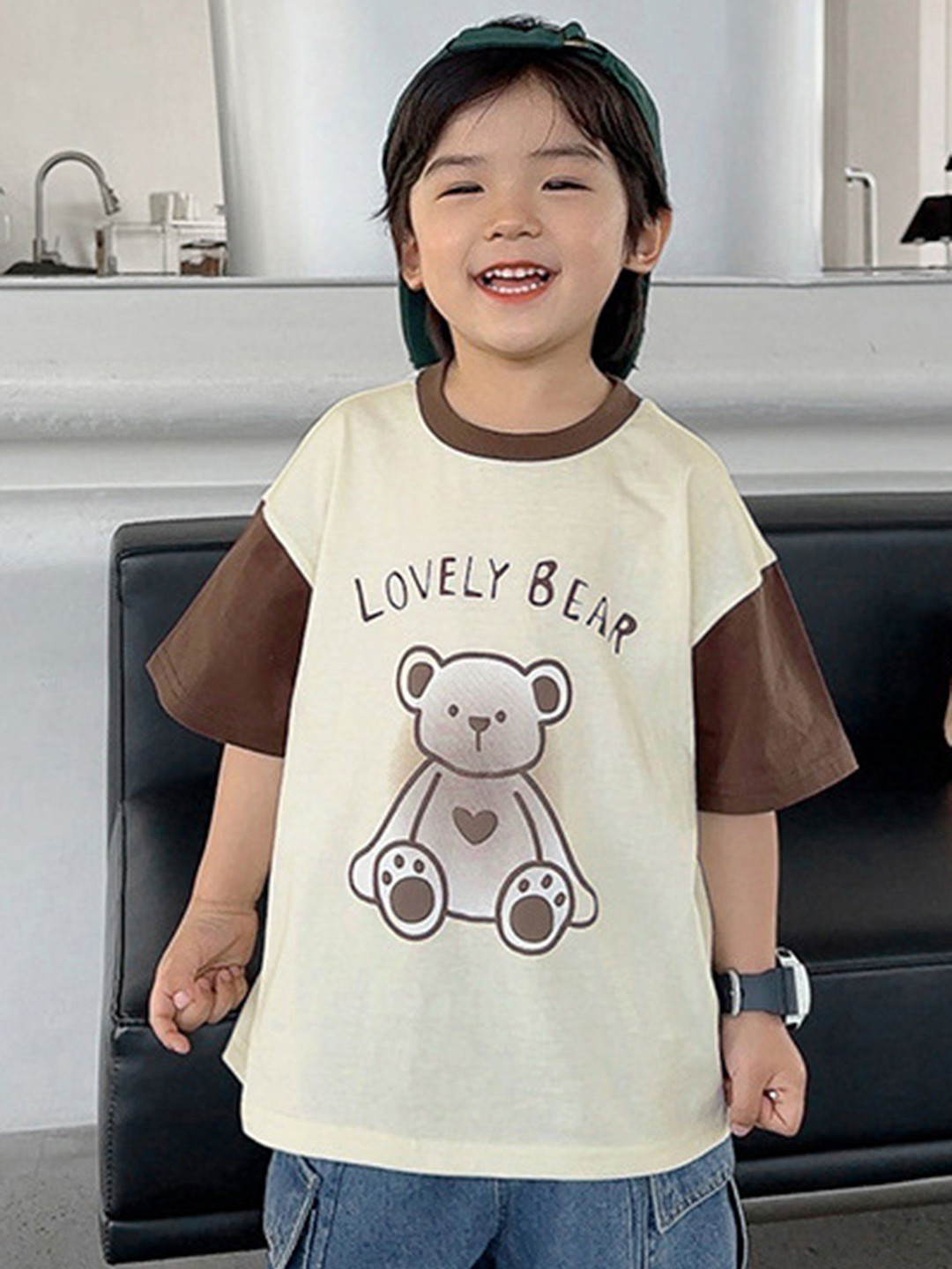 

LULU & SKY Boys Graphic Printed Round Neck Cotton Oversized T-shirt, Off white