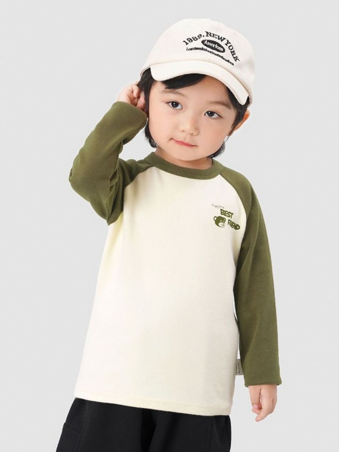 

LULU & SKY Boys Typography Printed Round Neck Cotton T-shirt, Off white