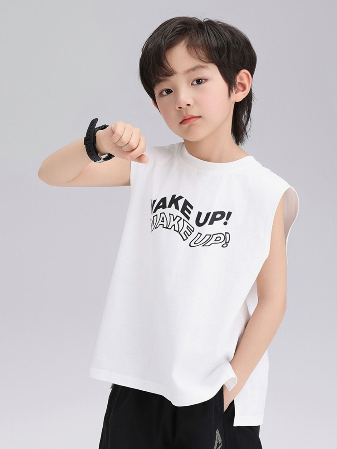 

LULU & SKY Boys Typography Printed Round Neck Cotton Relaxed Fit T-shirt, White
