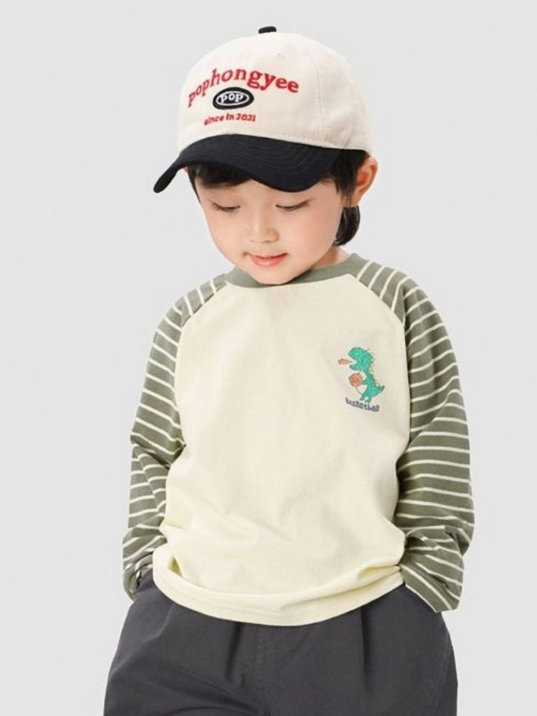 

LULU & SKY Boys Solid Round Neck Cotton T-shirt, Off white