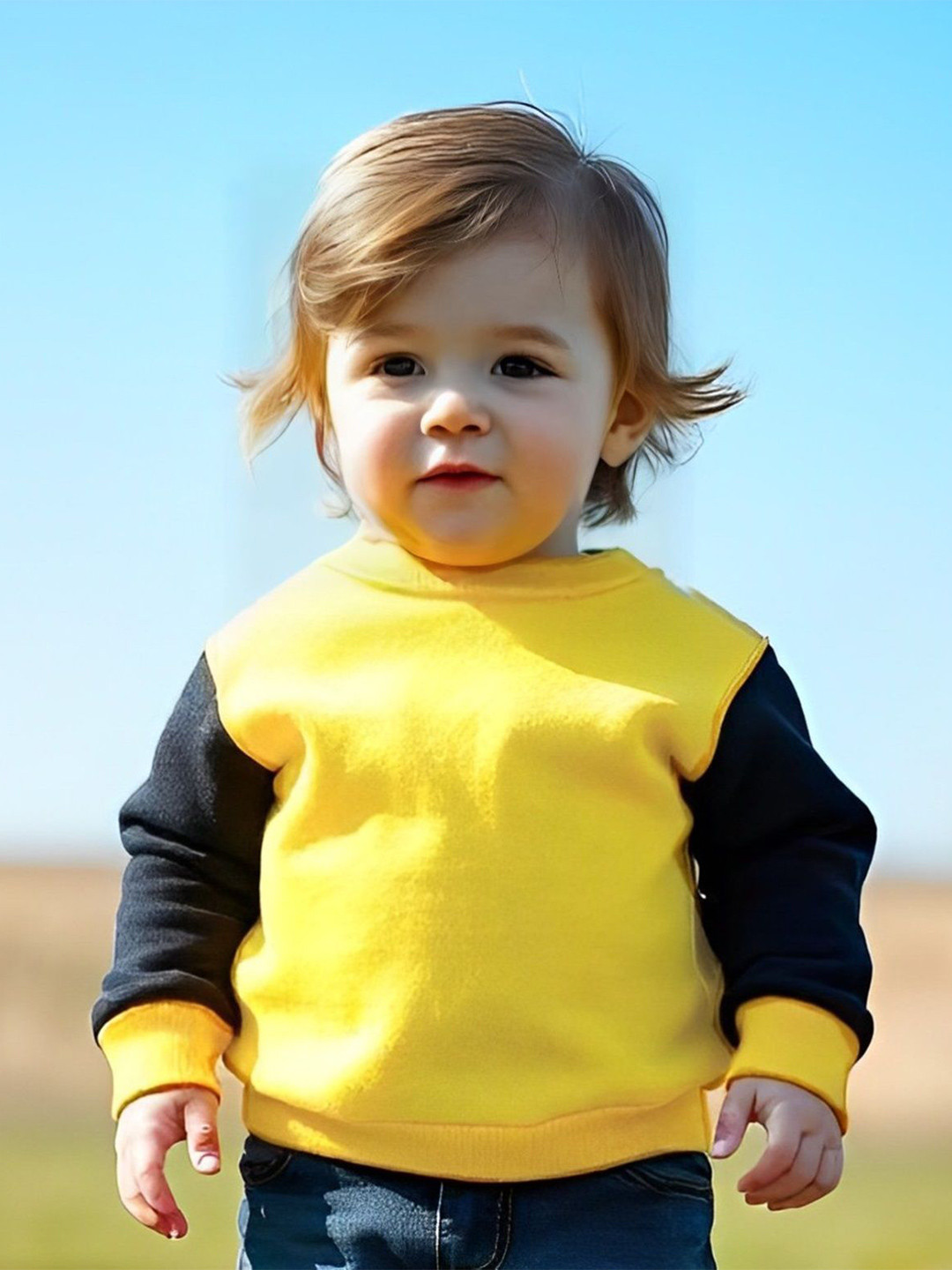 

BAESD Unisex Kids Colourblocked Sweatshirt, Yellow