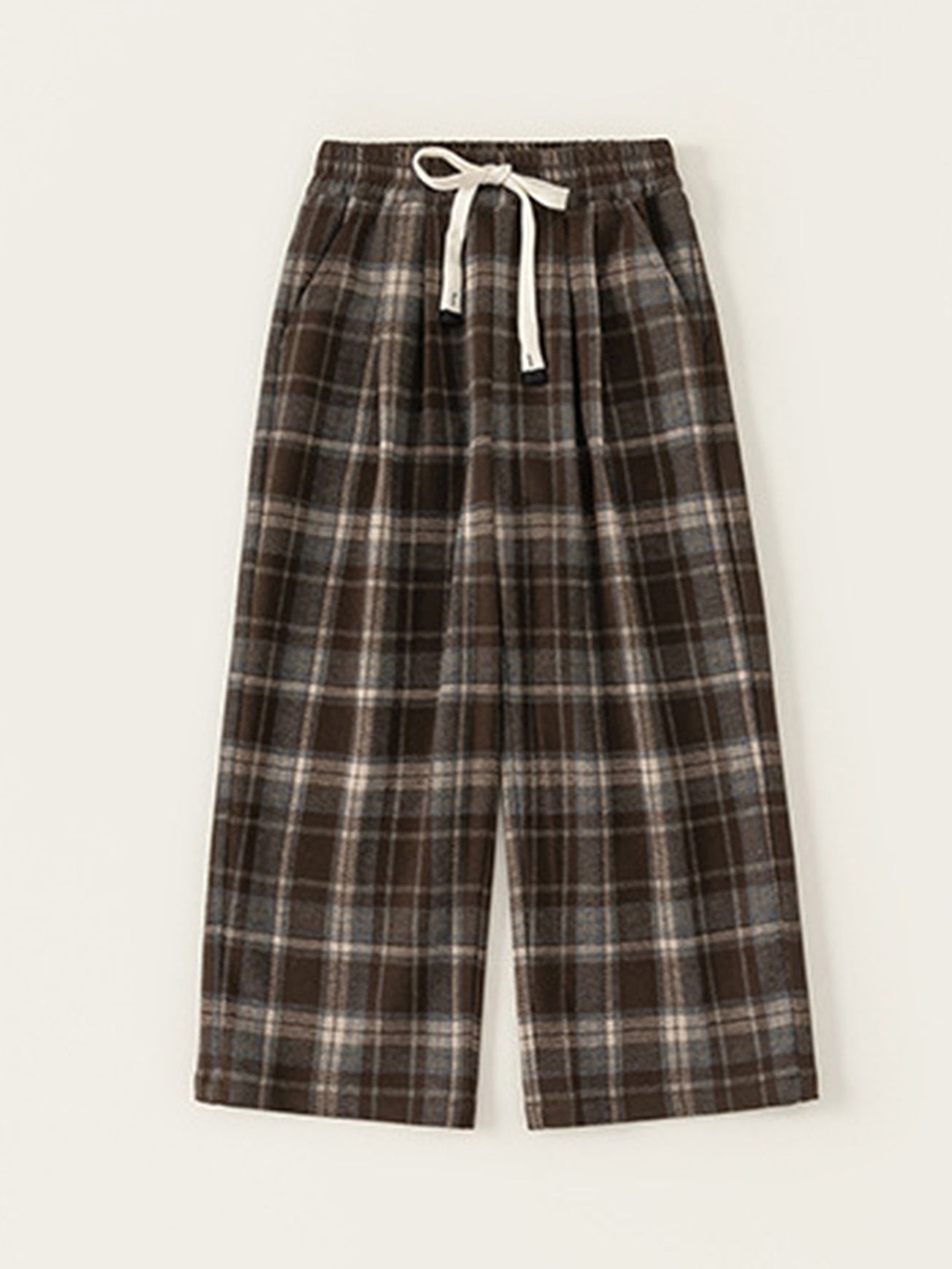 

LULU & SKY Girls Checked High-Rise Culottes Trousers, Brown