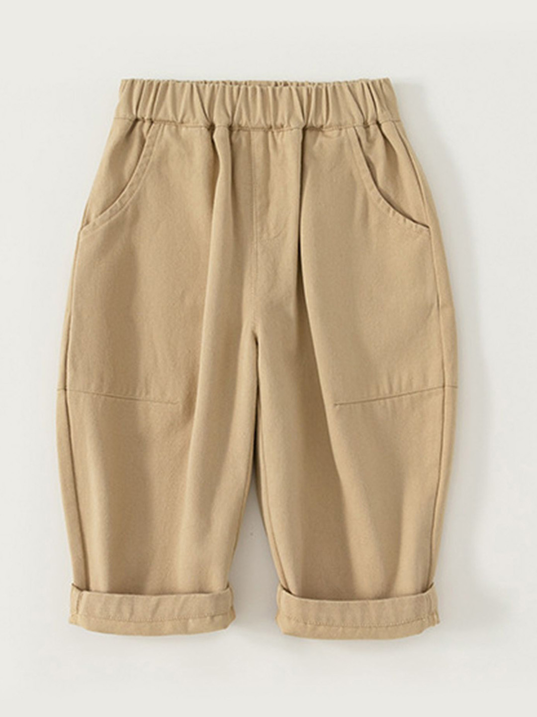 

LULU & SKY Kids Cotton Tapered Fit High-Rise Trousers, Khaki