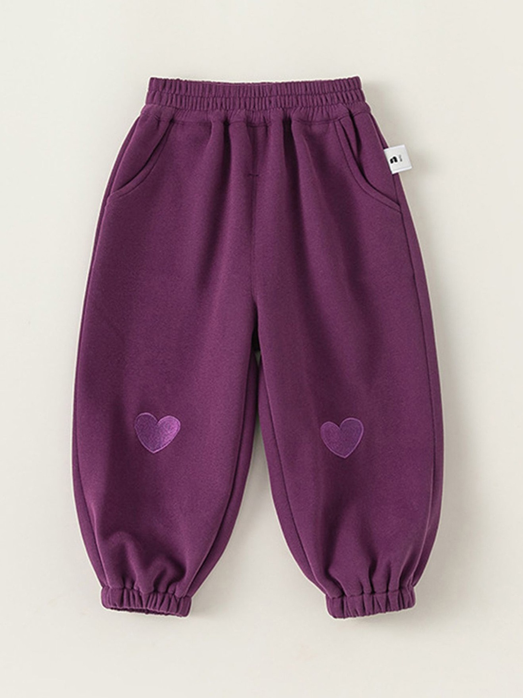 

LULU & SKY Kids Tapered Fit High-Rise Joggers Trousers, Purple