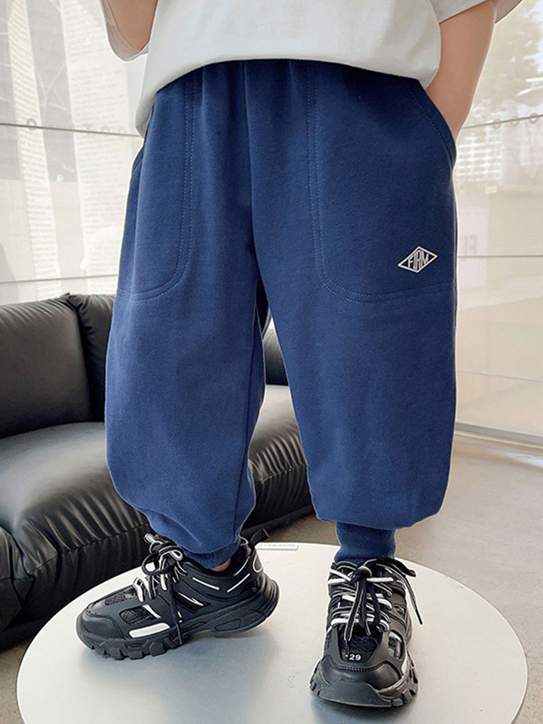 

LULU & SKY Boys Tapered Fit Low-Rise Joggers Trousers, Blue