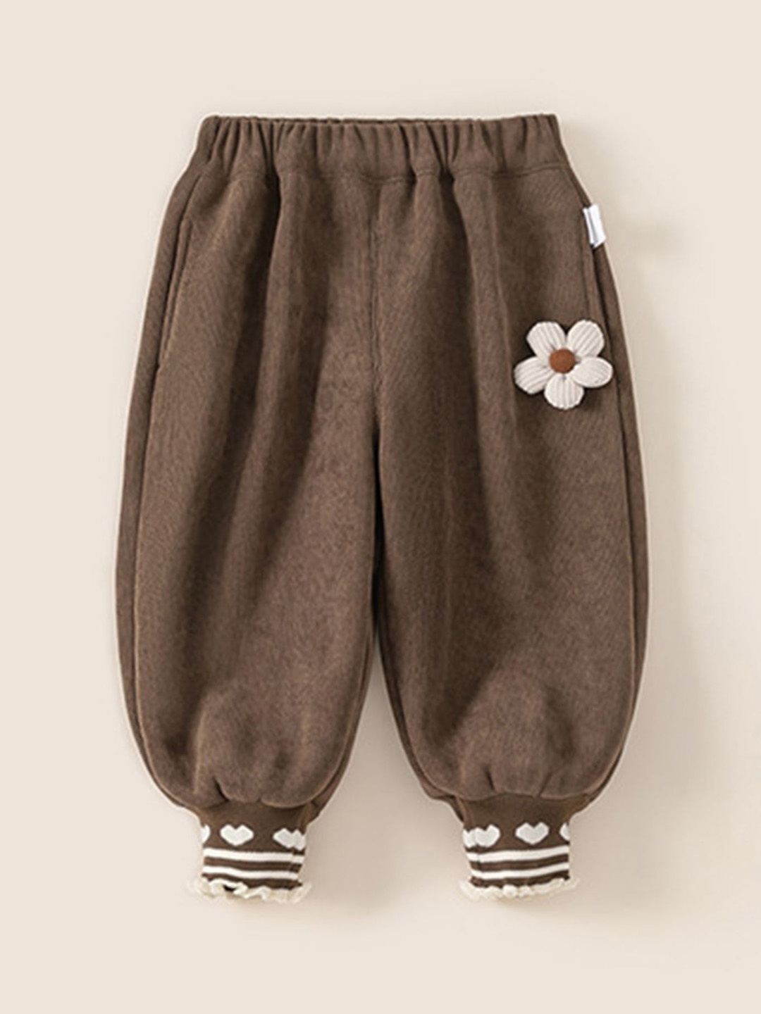 

LULU & SKY Girls Tapered Fit High-Rise Joggers Trousers, Brown