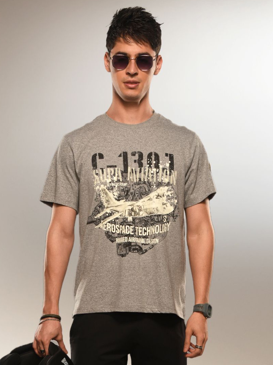 

Supa Men Typography Printed Round Neck T-shirt, Grey