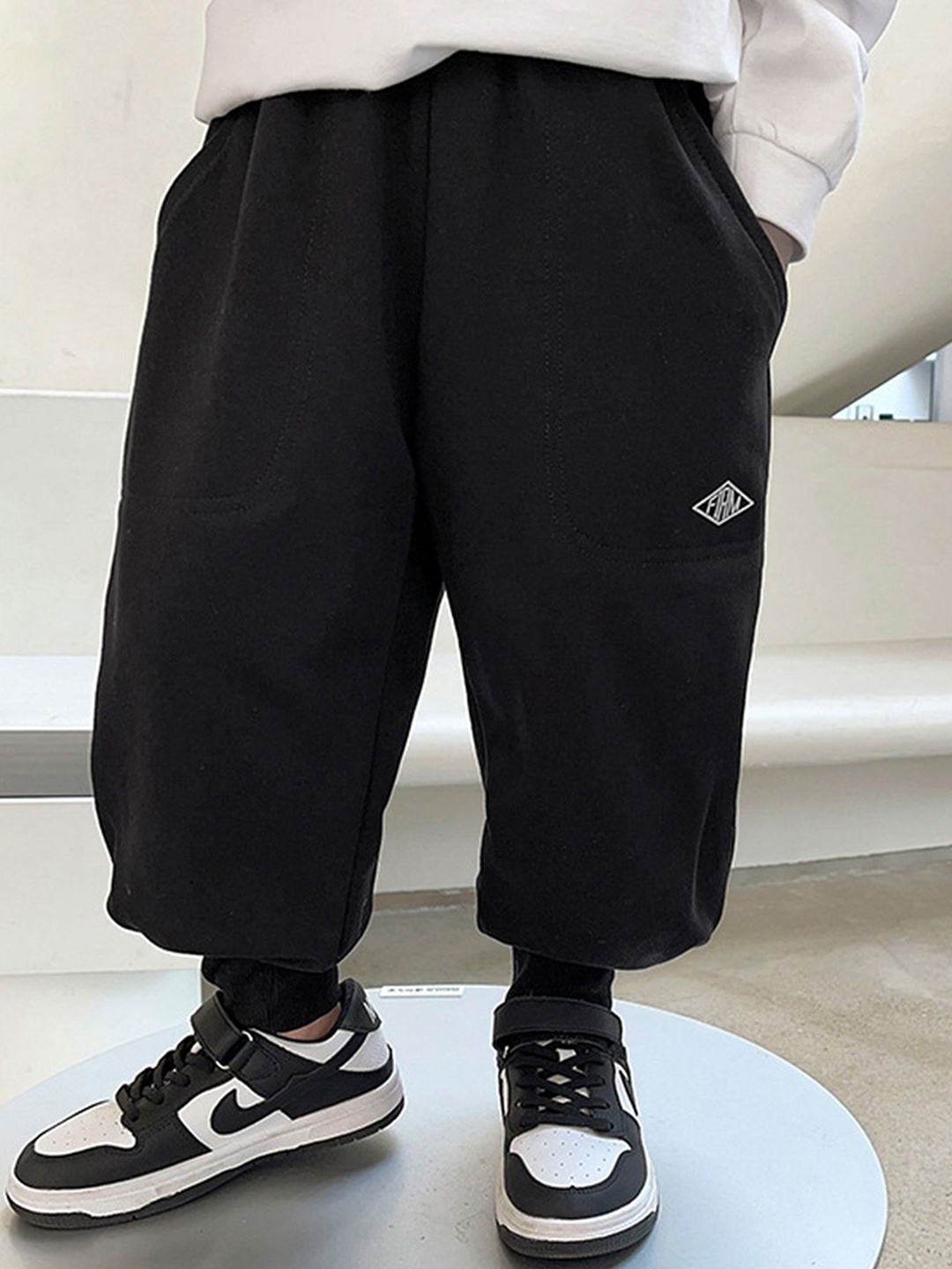

LULU & SKY Boys Tapered Fit Low-Rise Trousers, Black