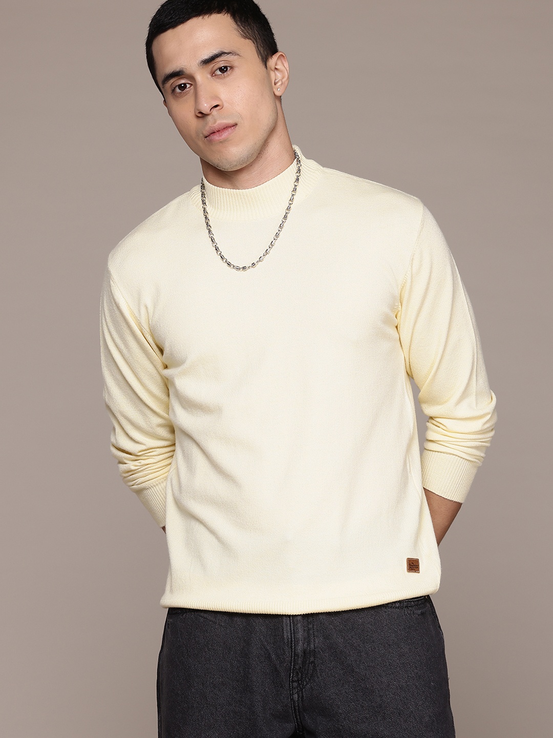 

The Roadster Lifestyle Co. Men Pure Cotton Pullover, Off white