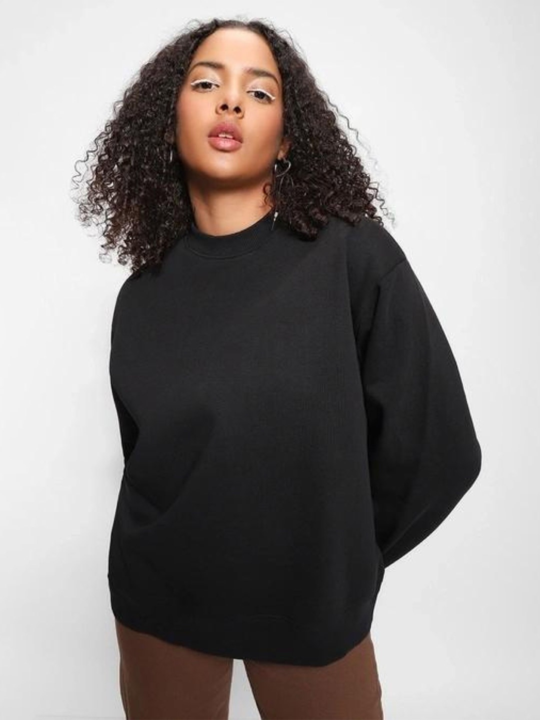 

RAYACLOSET Women Round Neck Sweatshirt, Black