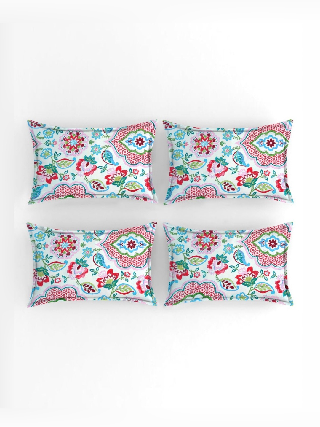 

ANA Blue & Pink 4 Pieces Floral Printed Rectangle Pillow Covers