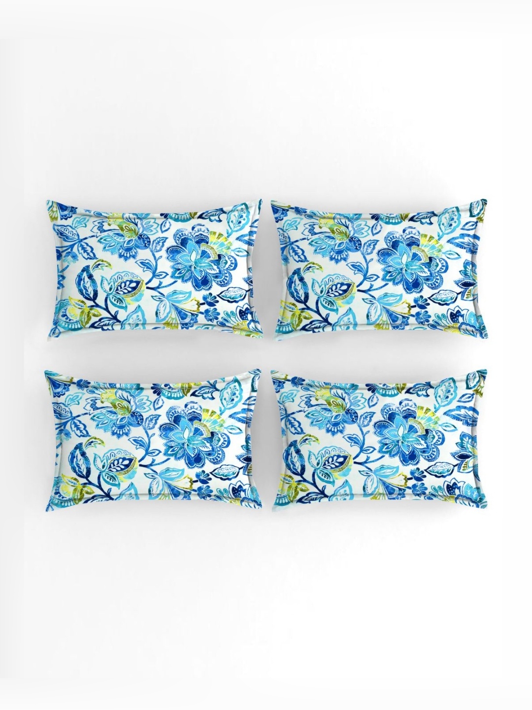 

ANA Blue & White 4 Pieces Floral Printed Rectangle Pillow Covers