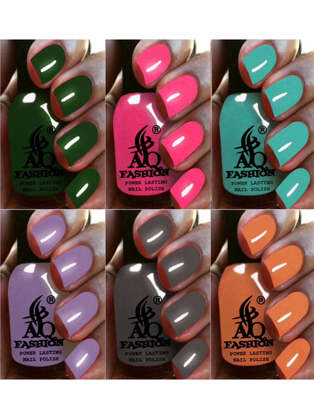 

AQ FASHION Power Lasting Set Of 6 Quick Dry Glossy Nail Polish - 9 ml Each, Green