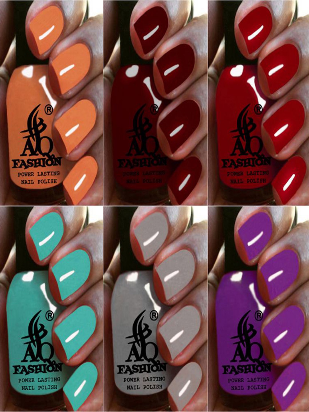 

AQ FASHION Power Lasting Set Of 6 Quick Dry Glossy Nail Polish - 9 ml Each, Orange