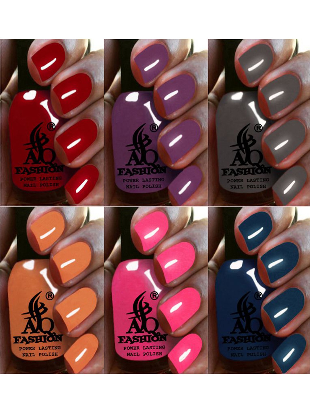 

AQ FASHION Power Lasting Set Of 6 Quick Dry Glossy Nail Polish - 9 ml Each, Red