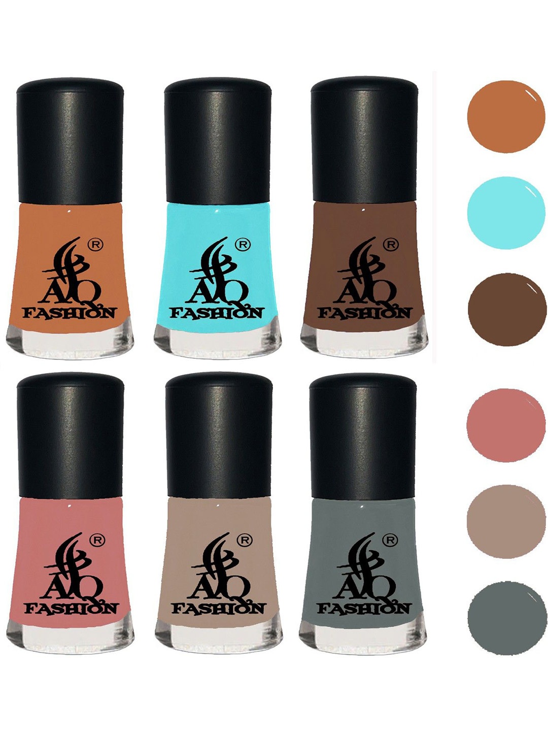 

AQ FASHION Set Of 6 Long Lasting Quick Dry Glossy Nail Polish - 11 ml Each, Brown