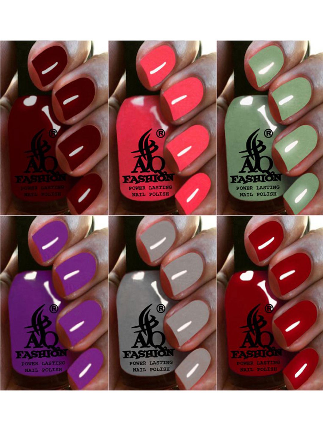 

AQ FASHION Power Lasting Set Of 6 Quick Dry Glossy Nail Polish - 9 ml Each, Brown