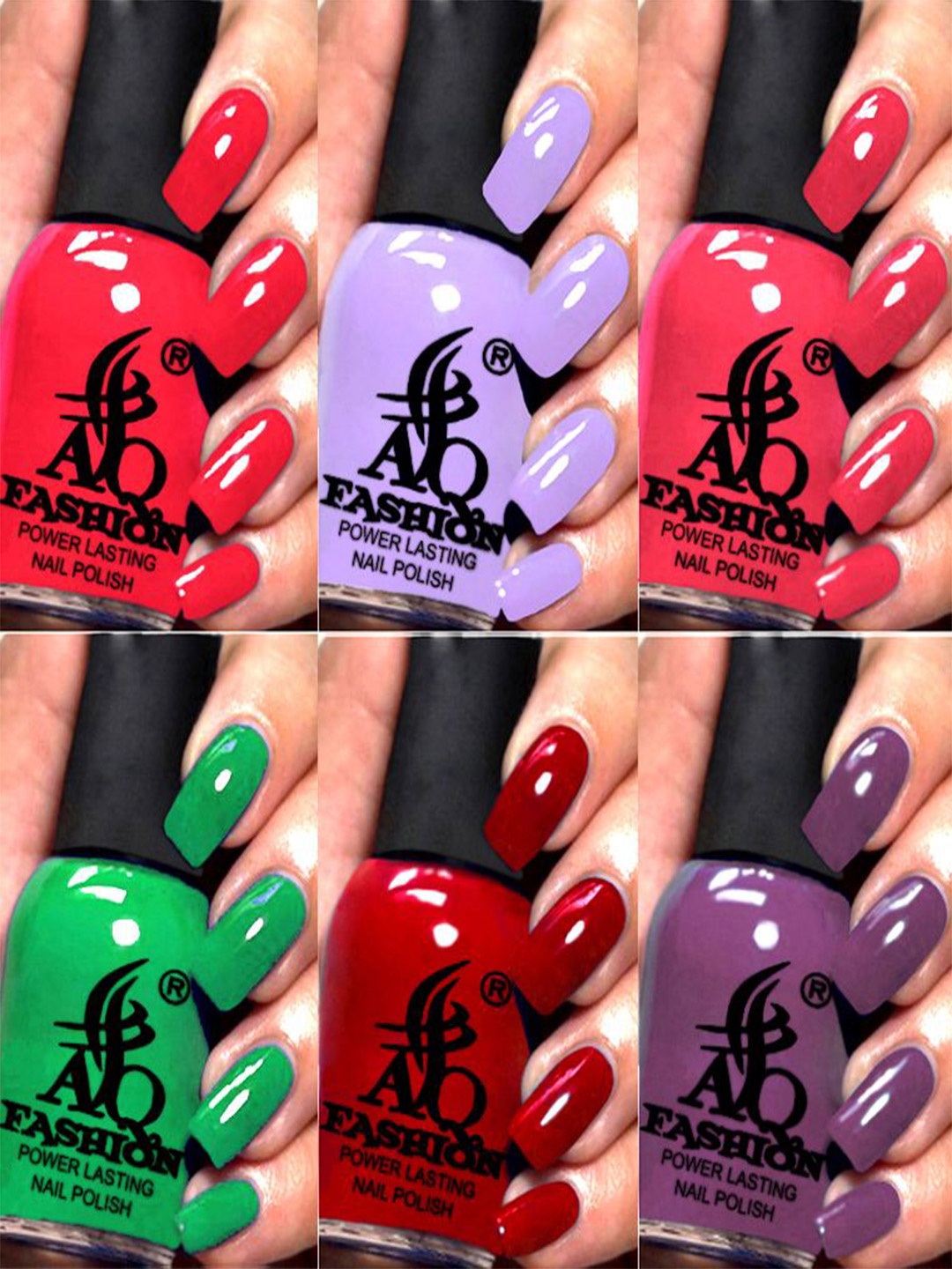 

AQ FASHION Power Lasting Set Of 6 Quick Dry Glossy Nail Polish - 9 ml Each, Red