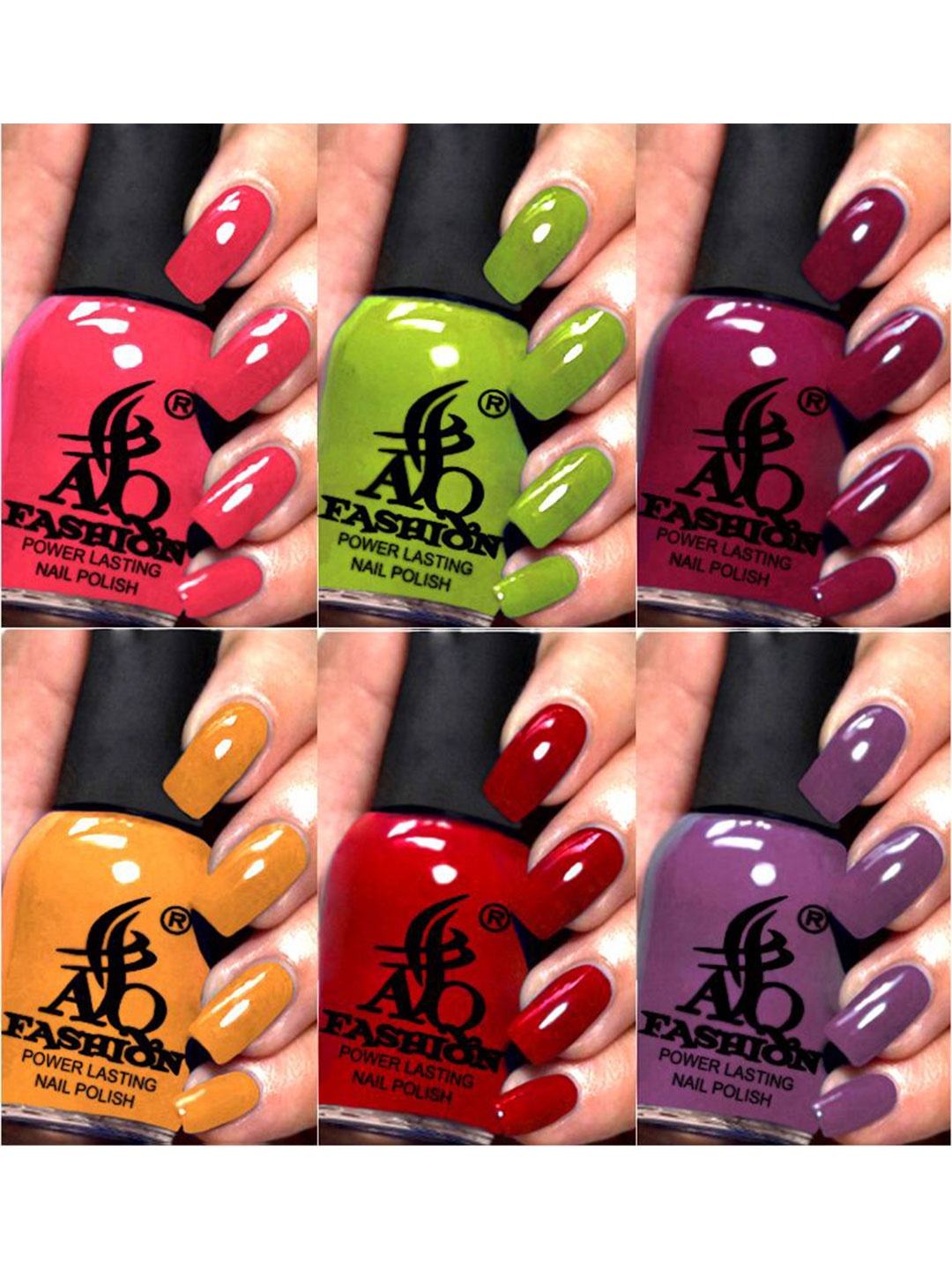

AQ FASHION Power Lasting Set Of 6 Quick Dry Glossy Nail Polish - 9 ml Each, Red
