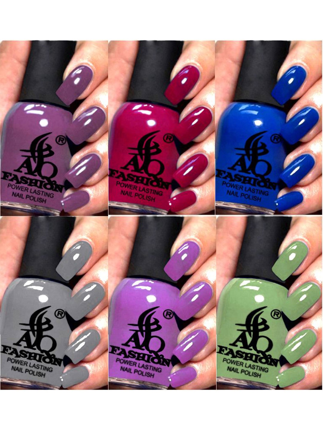 

AQ FASHION Power Lasting Set Of 6 Quick Dry Glossy Nail Polish - 9 ml Each, Purple