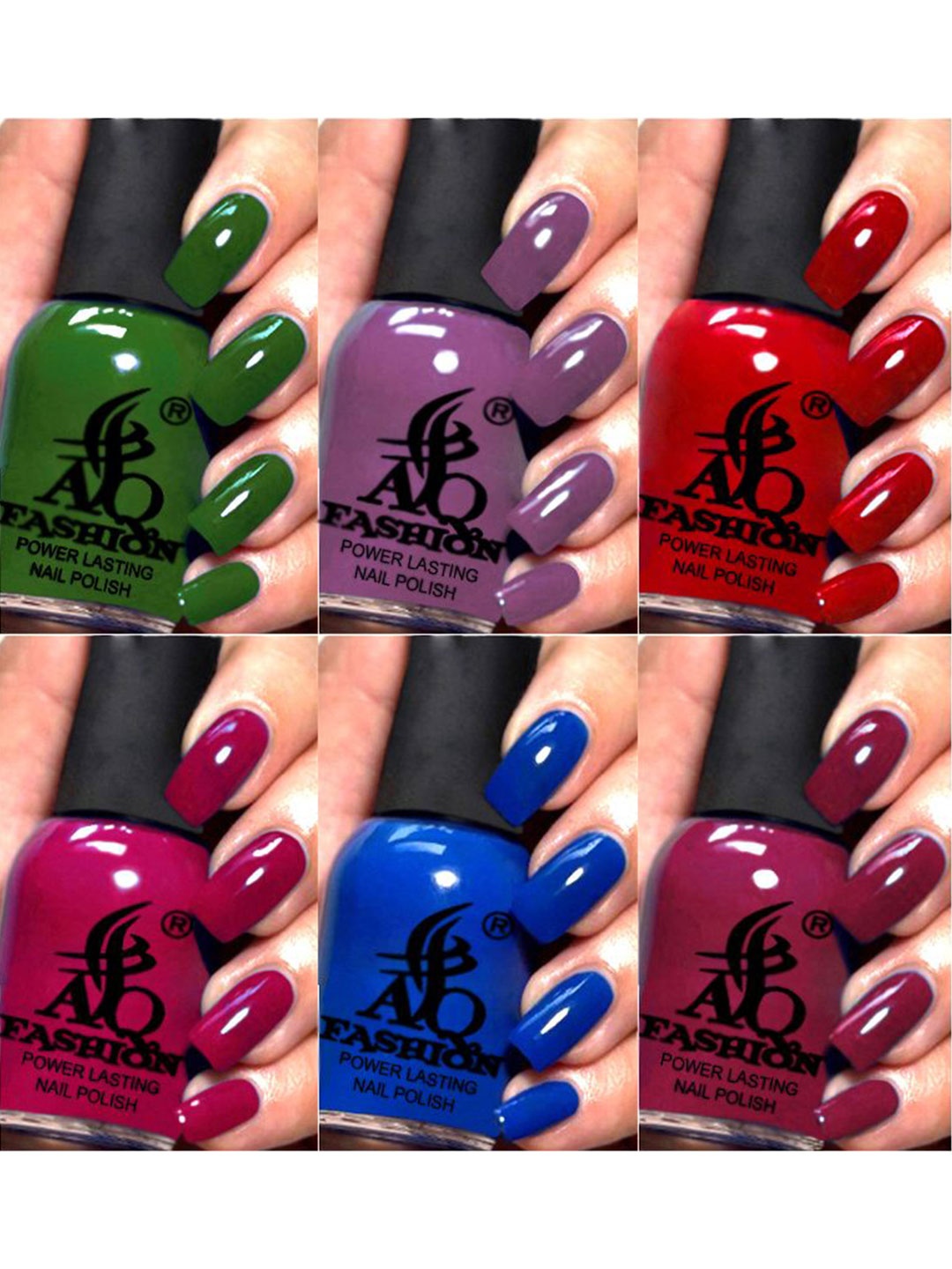 

AQ FASHION Power Lasting Set Of 6 Quick Dry Glossy Nail Polish - 9 ml Each, Green