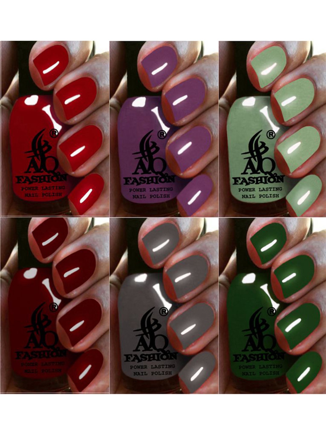 

AQ FASHION Power Lasting Set Of 6 Quick Dry Glossy Nail Polish - 9 ml Each, Red