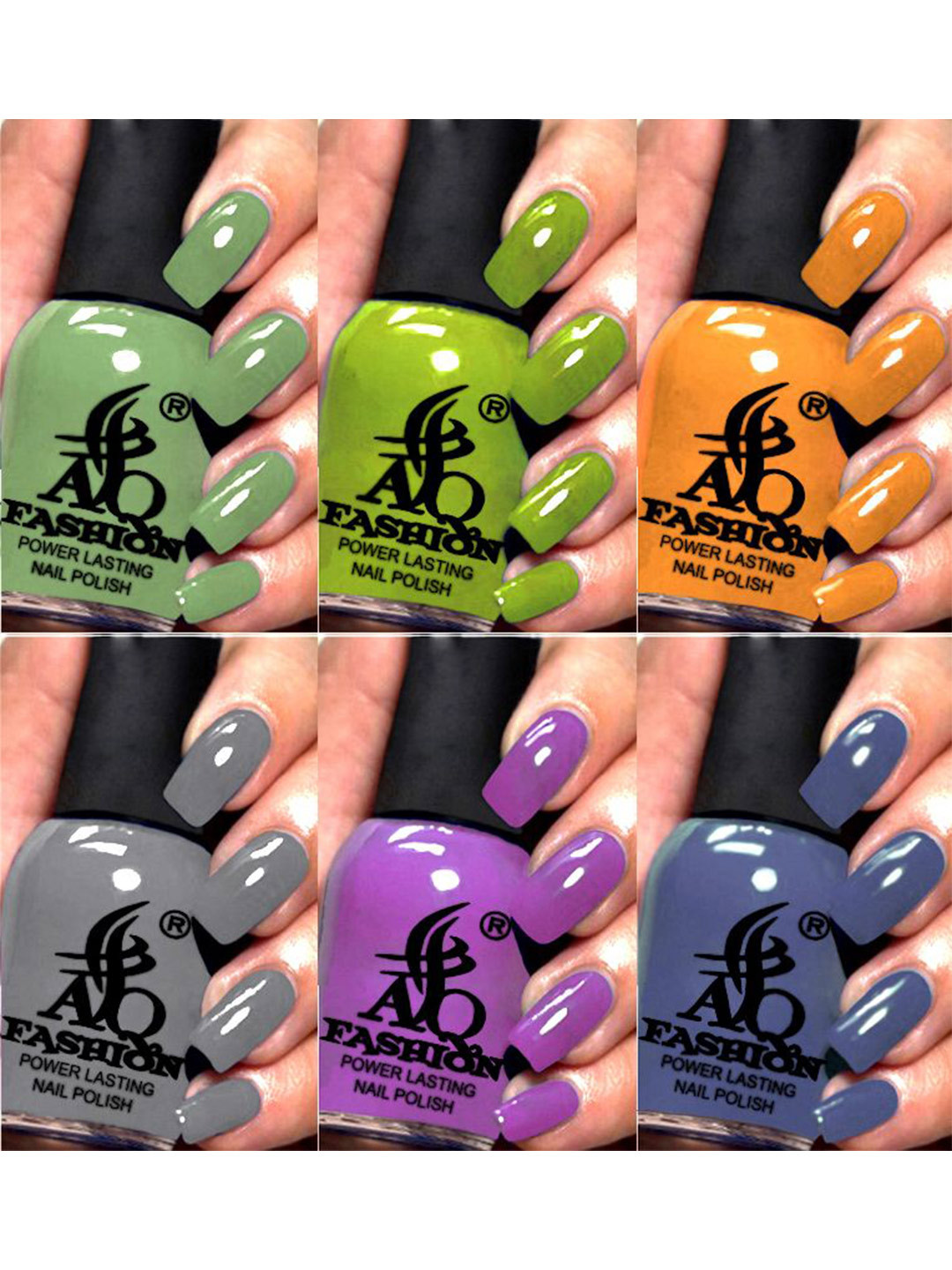 

AQ FASHION Power Lasting Set Of 6 Quick Dry Glossy Nail Polish - 9 ml Each, Green