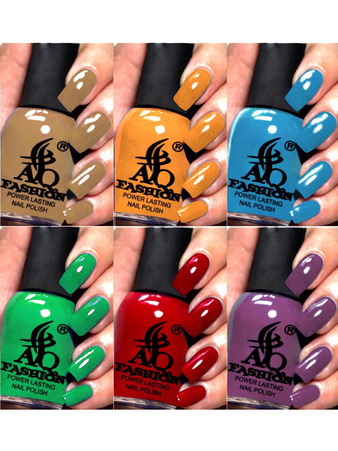 

AQ FASHION Power Lasting Set Of 6 Quick Dry Glossy Nail Polish - 9 ml Each, Orange