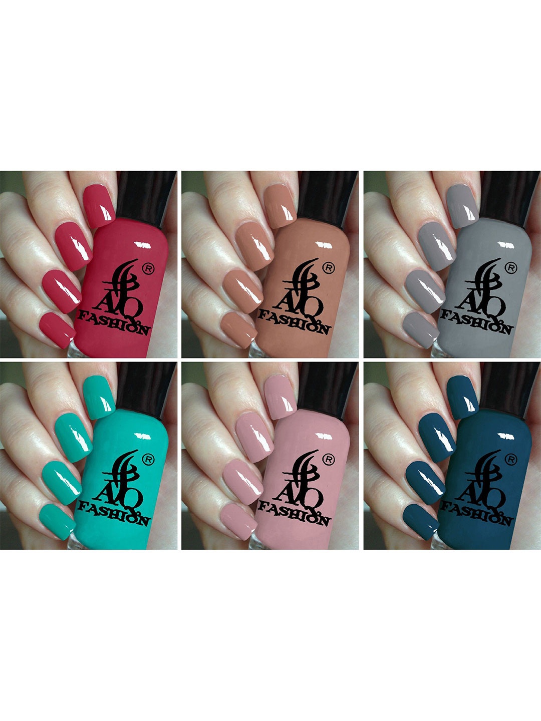 

AQ FASHION Set Of 6 Long Lasting Quick Dry Glossy Nail Polish - 9 ml Each, Red