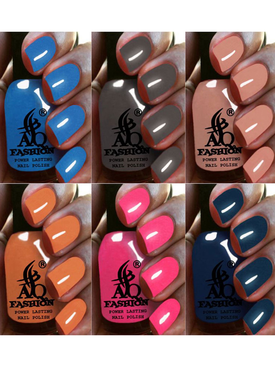 

AQ FASHION Power Lasting Set Of 6 Quick Dry Glossy Nail Polish - 9 ml Each, Blue