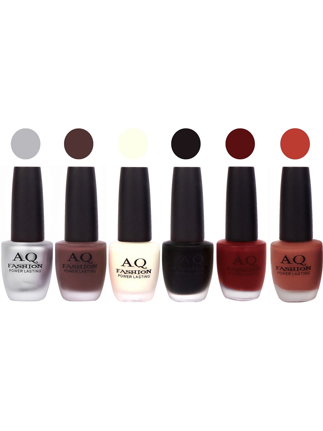 

AQ FASHION Power Lasting Set Of 6 Quick Dry Glossy Nail Polish - 12 ml Each, Grey