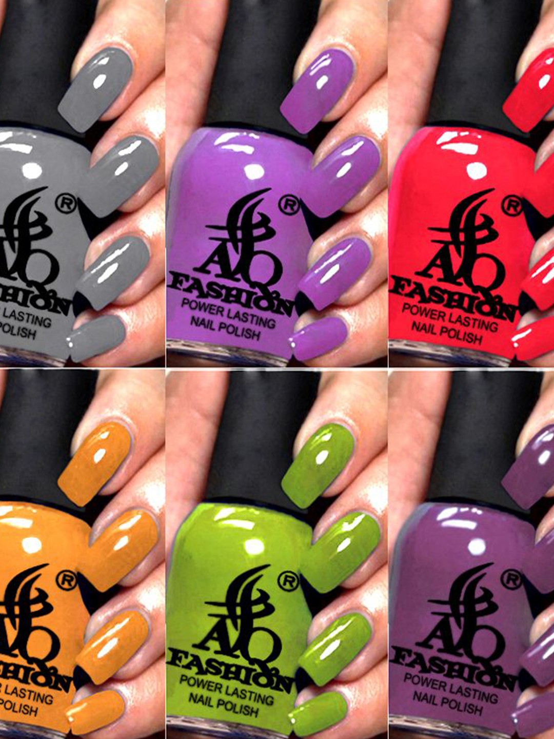 

AQ FASHION Power Lasting Set Of 6 Quick Dry Glossy Nail Polish - 9 ml Each, Purple