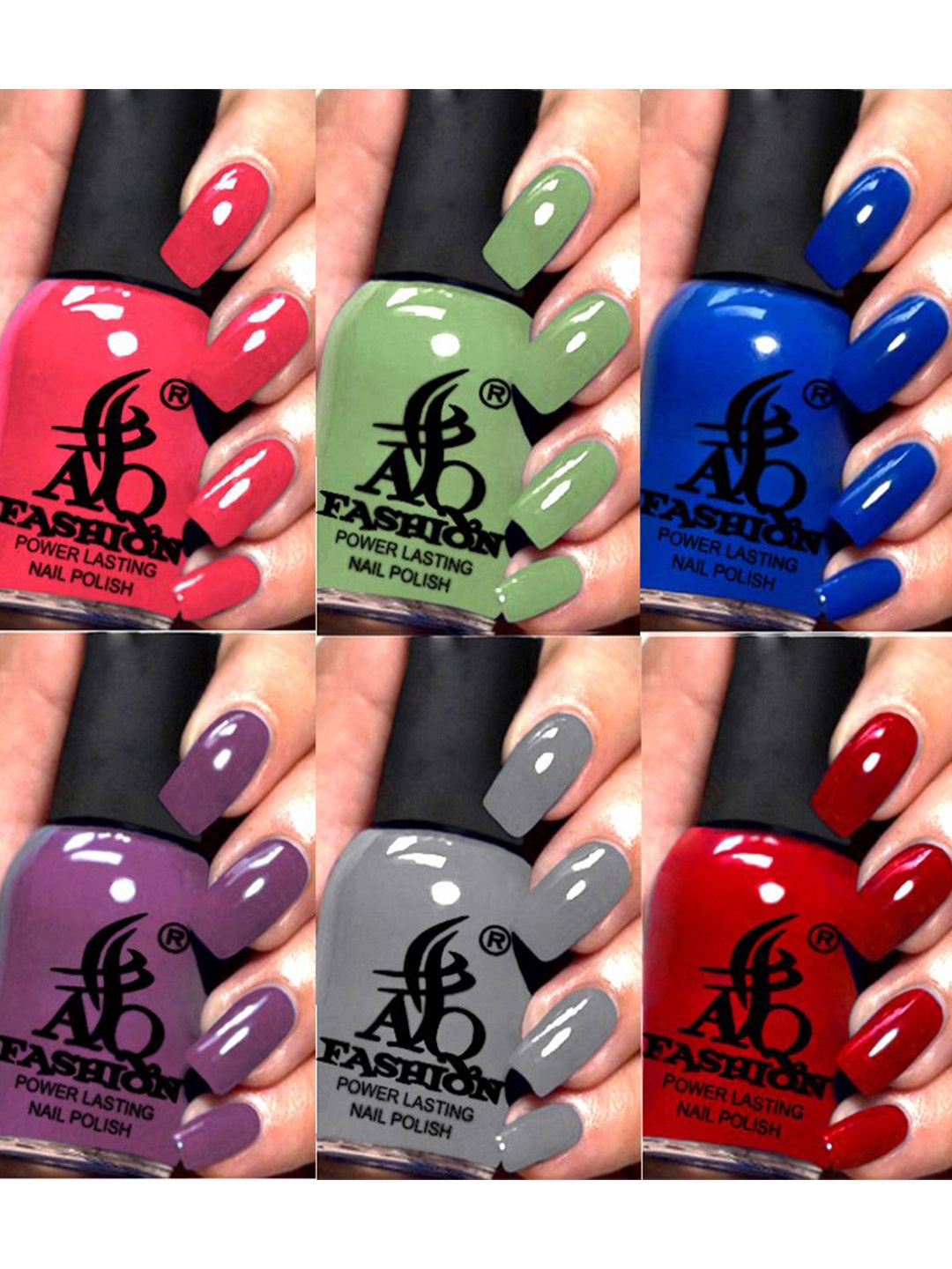 

AQ FASHION Power Lasting Set Of 6 Quick Dry Glossy Nail Polish - 9 ml Each, Red