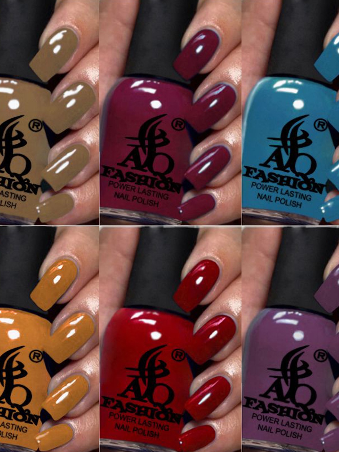 

AQ FASHION Power Lasting Set Of 6 Quick Dry Glossy Nail Polish - 9 ml Each, Brown