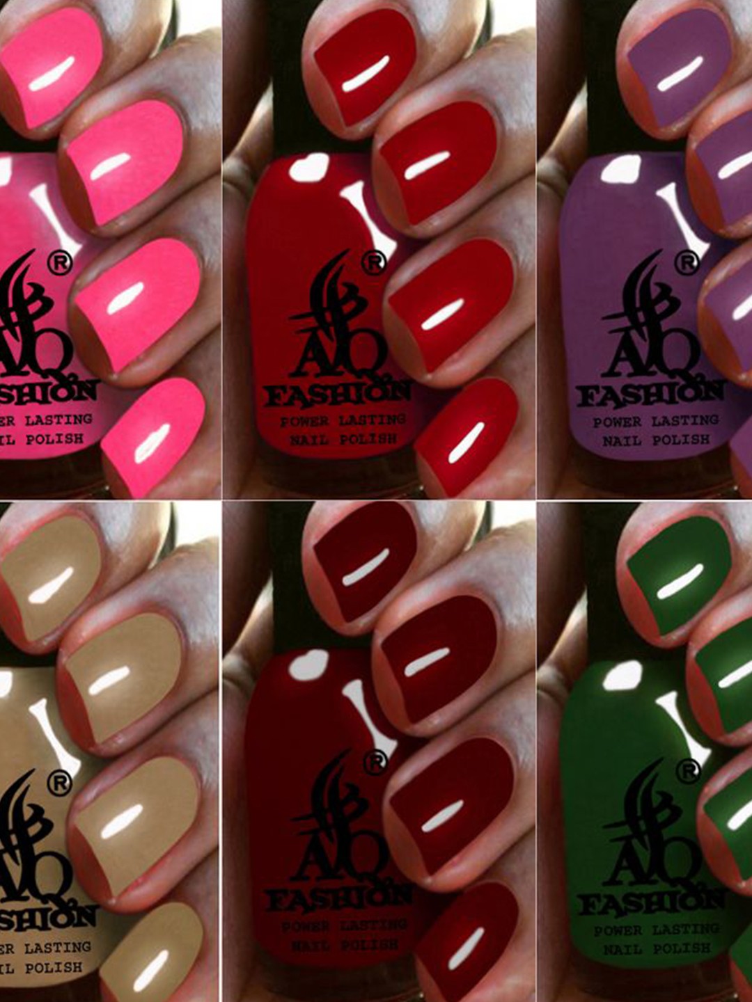 

AQ FASHION Power Lasting Set Of 6 Quick Dry Glossy Nail Polish - 9 ml Each, Pink