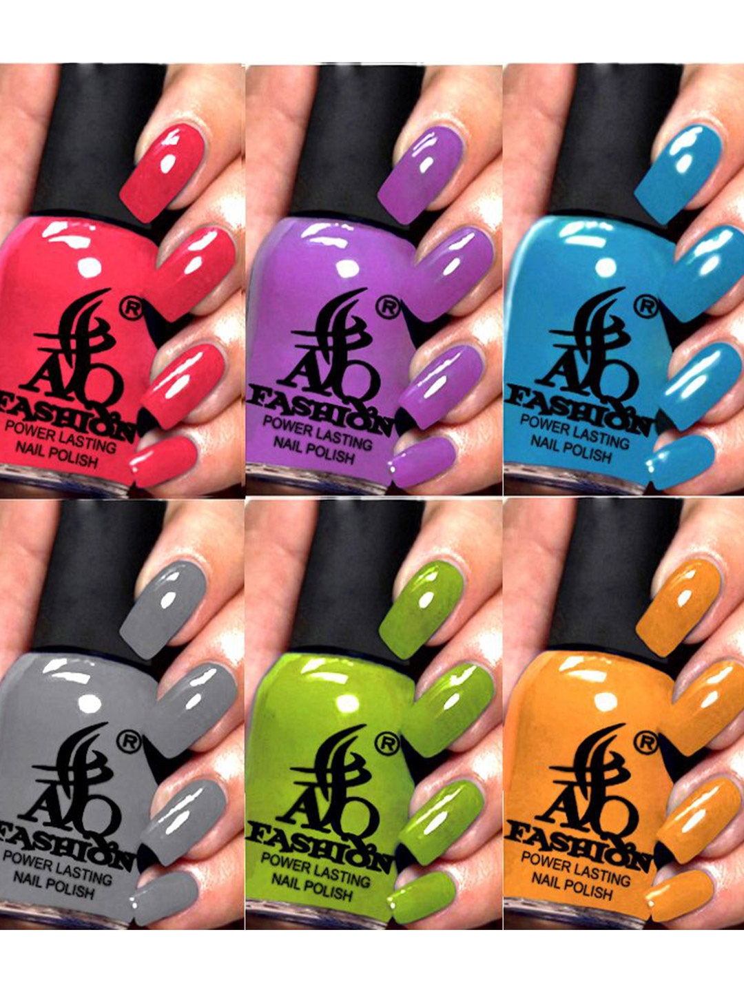 

AQ FASHION Power Lasting Set Of 6 Quick Dry Glossy Nail Polish - 9 ml Each, Red